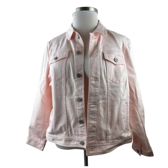 Talbots Classic Pink Denim Jean Jacket Women's Plus Size 2X 2Xp Plus Petite - Picture 3 of 10